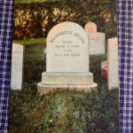 Postcard photograph of Washington Irving's gravestone in Sleepy Hollow Cemetery.